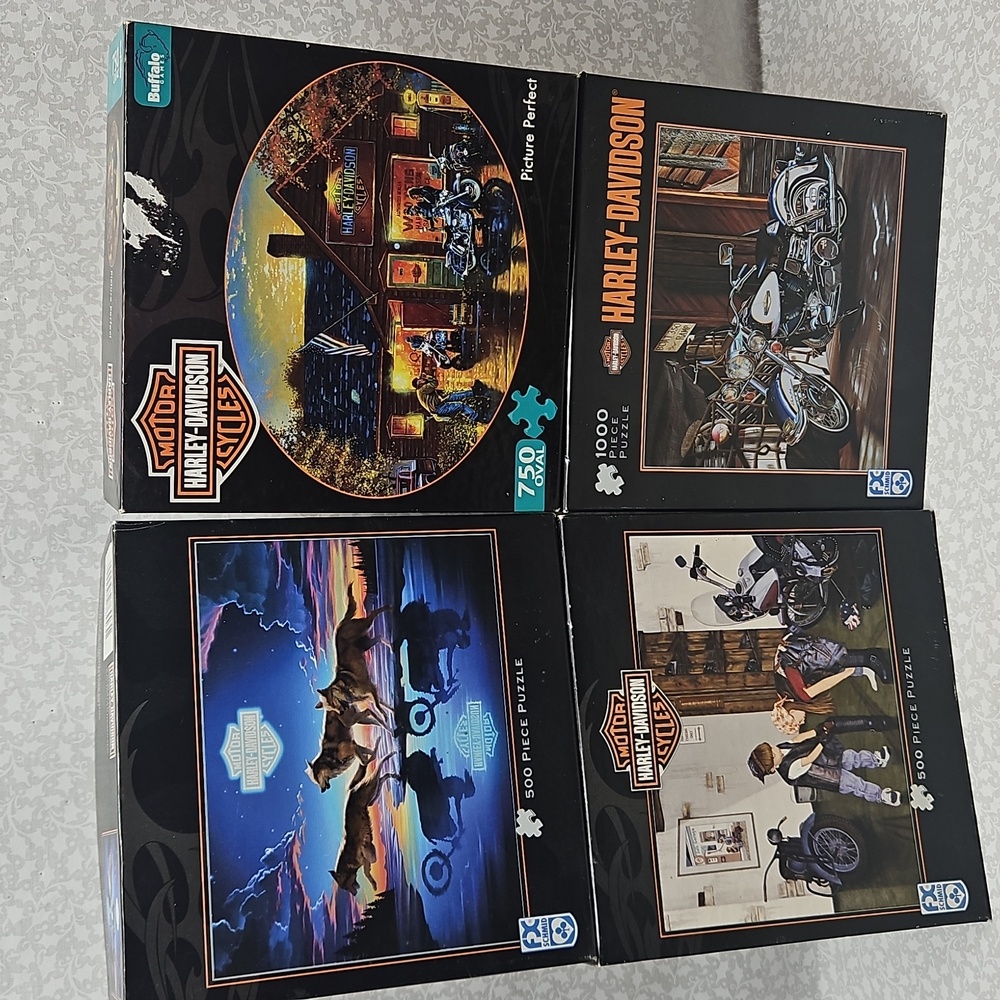 Harley Davidson 500 500 750 1000 Piece Puzzle Lot 4 Harley Davidson  Puzzles